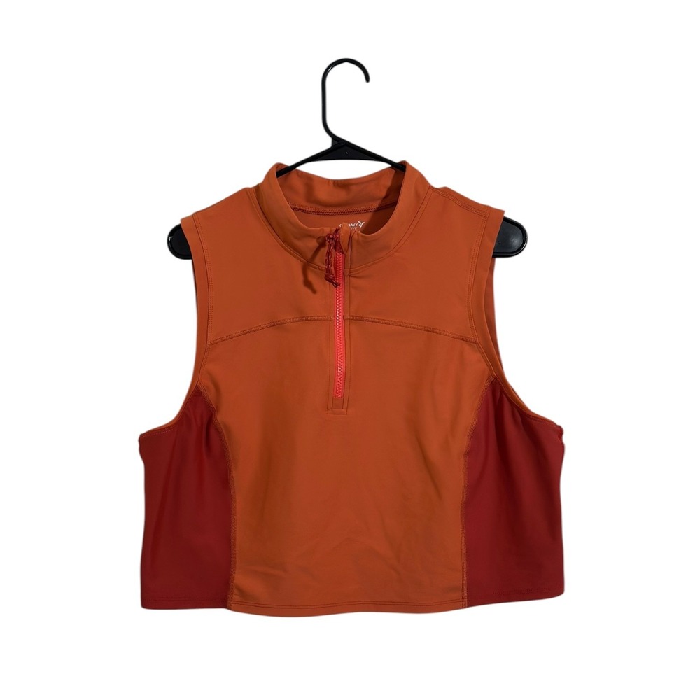Old Navy Active Powersoft Orange Colorblock Quarter Zip Crop Tank Top Size 2X